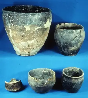 Bronze Age pots - group of five